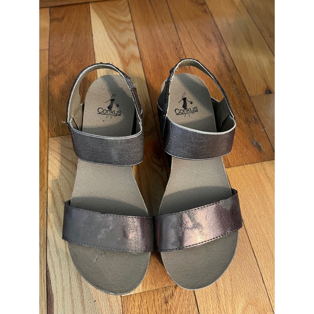 Corkys Platform Sandals Agnus Wedge Shoes Sz 7 Bronze - Picture 5 of 9